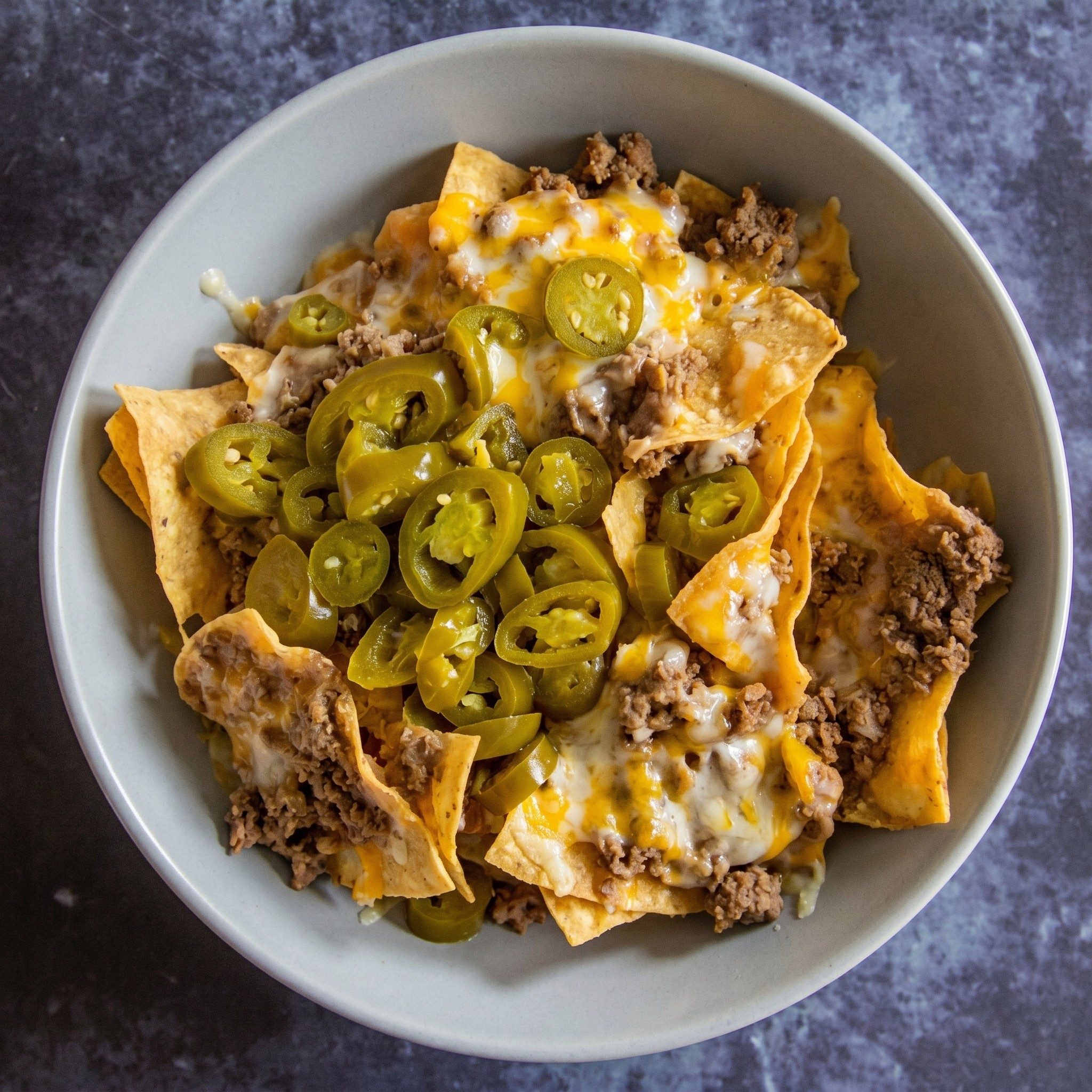 Bean/Cheese/Meat Nachos.